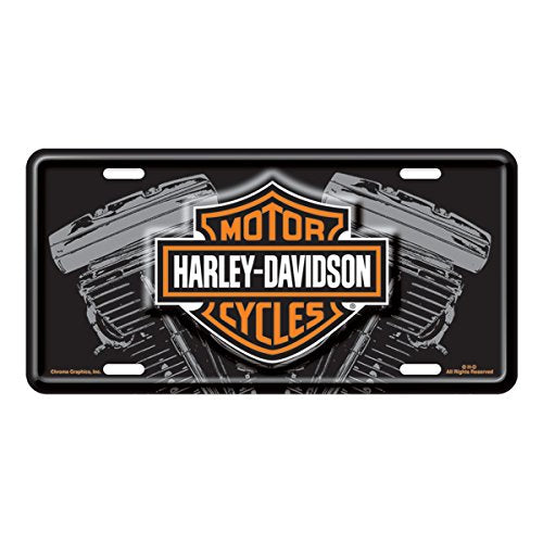 Harley-Davidson Bar and Shield Logo with V-Twin Engine License Plate
