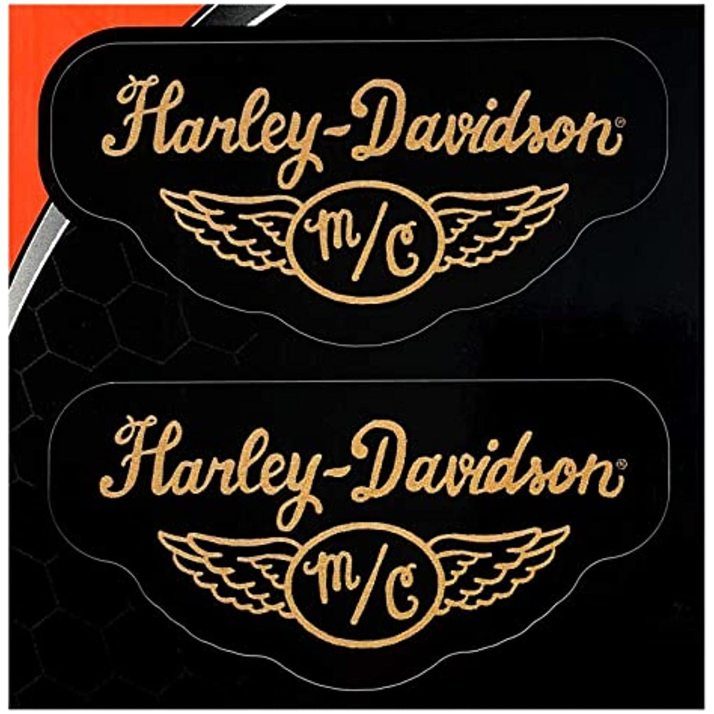 Harley-Davidson M/C 25122 Vintage Winged Motorcycle Gold Scripted  Decal Logo