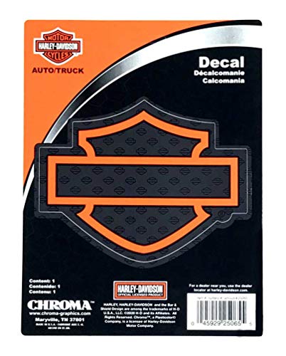 Harley-Davidson Silhouette Bar & Shield Logo Decal Orange & Black 5 1/4" x 4 1/8