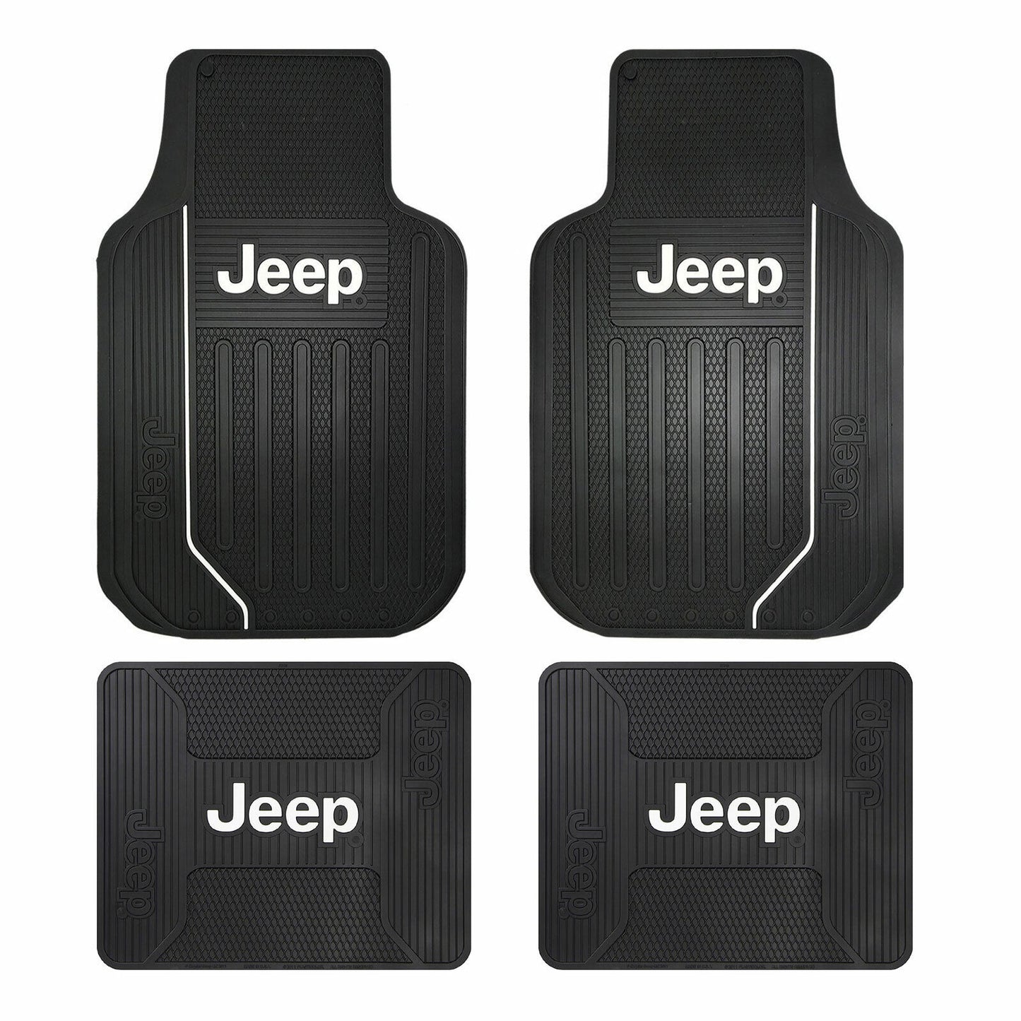 Jeep Elite With Logo Front and Rear Rubber Floor Mats 4 Pcs Set Truck SUV