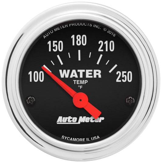 Auto Meter 2532 Traditional Chrome Electric Water Temp Gauge 100-250 F, 2 1/16"
