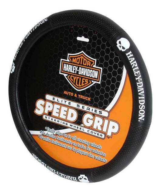 Harley-Davidson Skull Black Speed Grip Style Steering Wheel Cover P6646