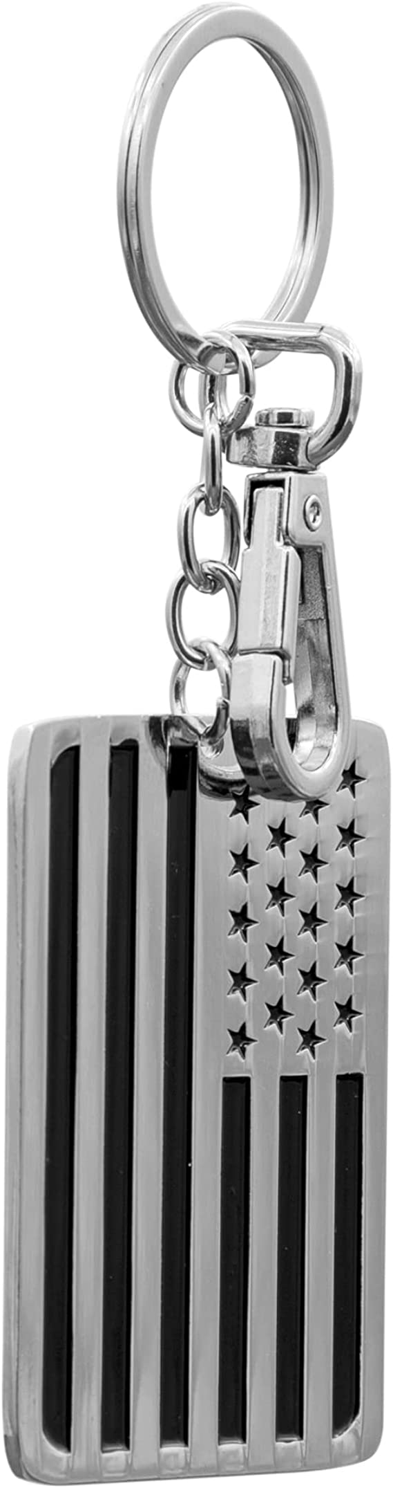 Harley-Davidson Double Sided American Flag Carbon Fiber Metal Key Chain Chrome