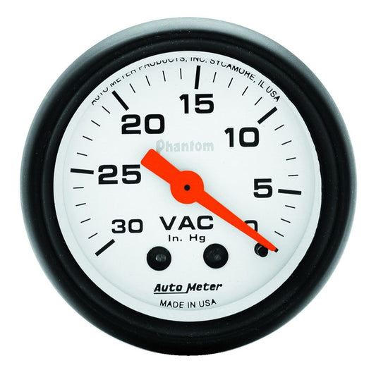 Auto Meter 5784 Phantom Mechanical Vacuum Gauge 0-30 In Hg, 2 1/16"