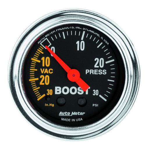 Auto Meter 2403 Traditional Chrome Boost/Vacuum 2 1/16" Gauge 30 In/HG 30 Psi
