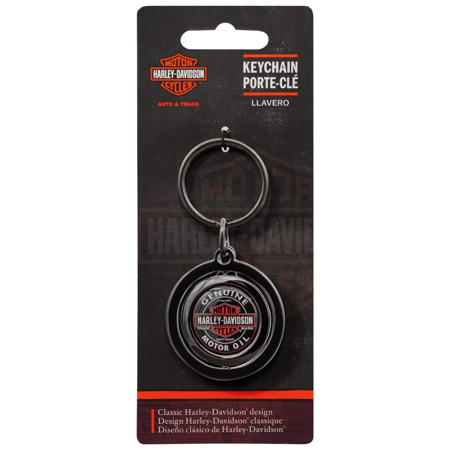 Harley Davidson Vintage Genuine Motor Oil Logo Bar & Shield Spinner Key Chain