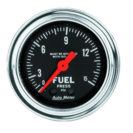 Auto Meter 2413 Traditional Chrome Mechanical 0-15 Fuel Pressure Gauge 2 1/16"