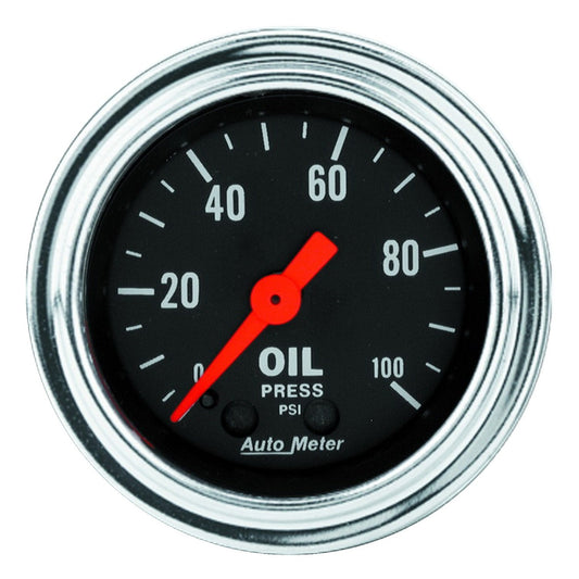 Auto Meter 2421 Traditional Chrome Mechanical Oil Pressure 0-100 Gauge, 2-1/16"