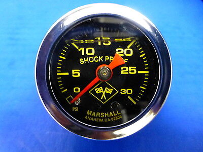 Marshall Gauge 0-30 psi Fuel Pressure Oil Pressure 1.5" Midnight Chrome Liquid