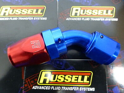 Russell 610110 Full Flow Swivel Hose End Fitting 45 degree AN10 # 10AN Red Blue