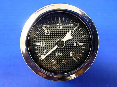 Marshall Gauge 0-60 psi Fuel Pressure Oil Pressure 1.5" Carbon Fiber Face Liquid