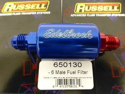 Russell 650130 Edelbrock 8130 Fuel Filter AN6 # 6 AN Male Inlet Outlet Red Blue
