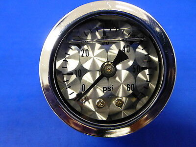 Marshall Gauge 0-60 psi Fuel Pressure Oil Pressure Engine Turned 1.5"Face Liquid