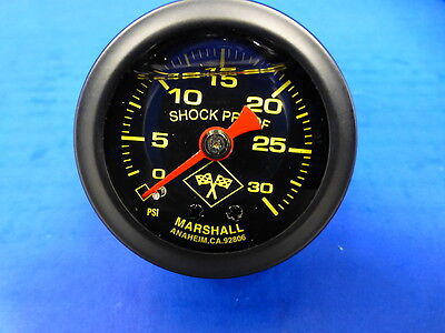 Marshall Gauge 0-30 psi Fuel Pressure Oil Pressure 1.5" Midnight Black Liquid