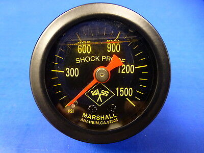 Marshall Gauge 0-1500 psi NOS Nitrous Pressure 1.5" Midnight Black Liquid Filled