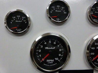 Marshall 6 Gauge Set Comp 2 LED Electric Speedo Black Dial  SS Bezel Sport Comp