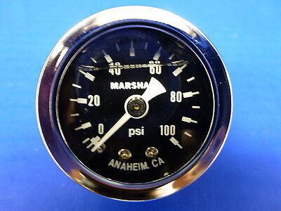 Marshall Gauge 0-100 psi Fuel Pressure Oil Pressure Black 1.5" Diameter Liquid