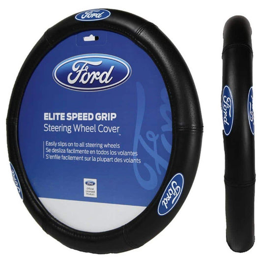 Ford Elite Series Logo Speed Grip Steering Wheel Cover Synthetic Leather Like