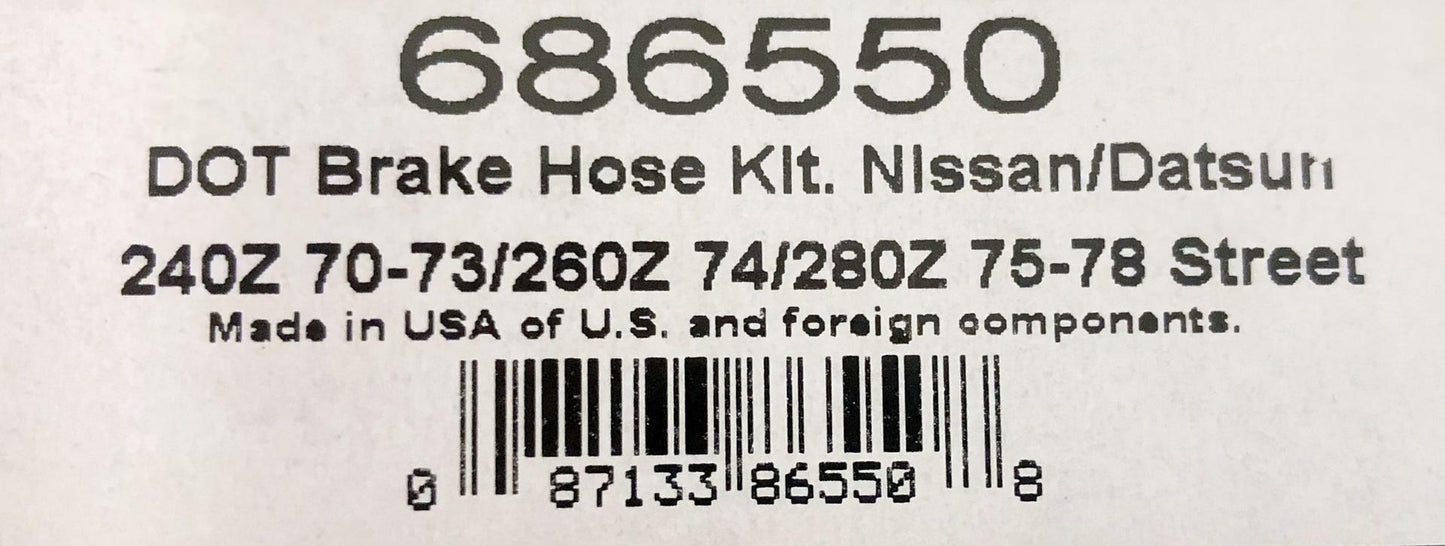 Russell 686550 Stainless Brake Hose Line Kit Fits Nissan 240Z 260Z 280Z 1970-78