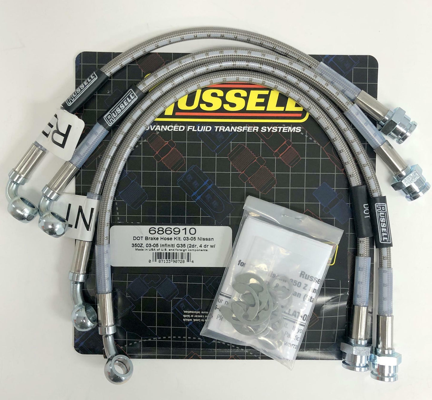 Russell 686910 Stainless Brake Hose Line Kit for Nissan 350 Infinity G35 2003-05