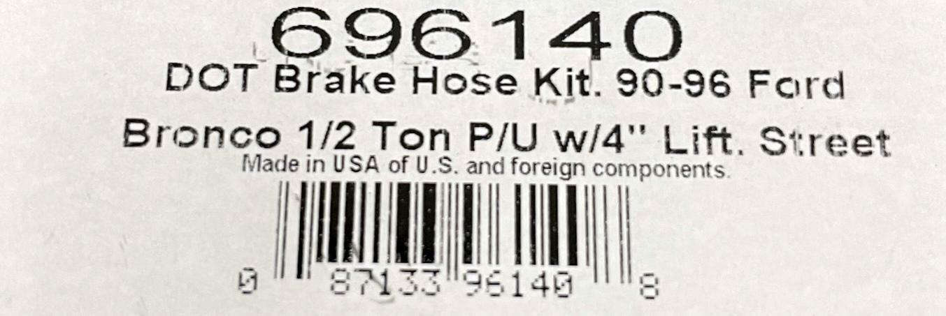 Russell Stainless Brake Line Kit Ford Bronco 1/2 Ton F150 1990-96 4WD, 4" Lift