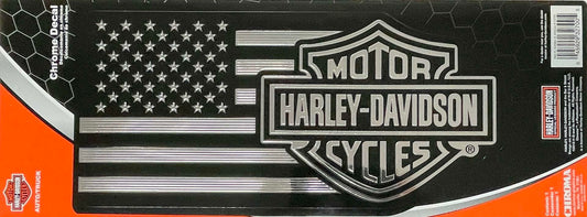 Harley-Davidson Bar & Shield Logo American Flag Large Chrome Embossed Decal