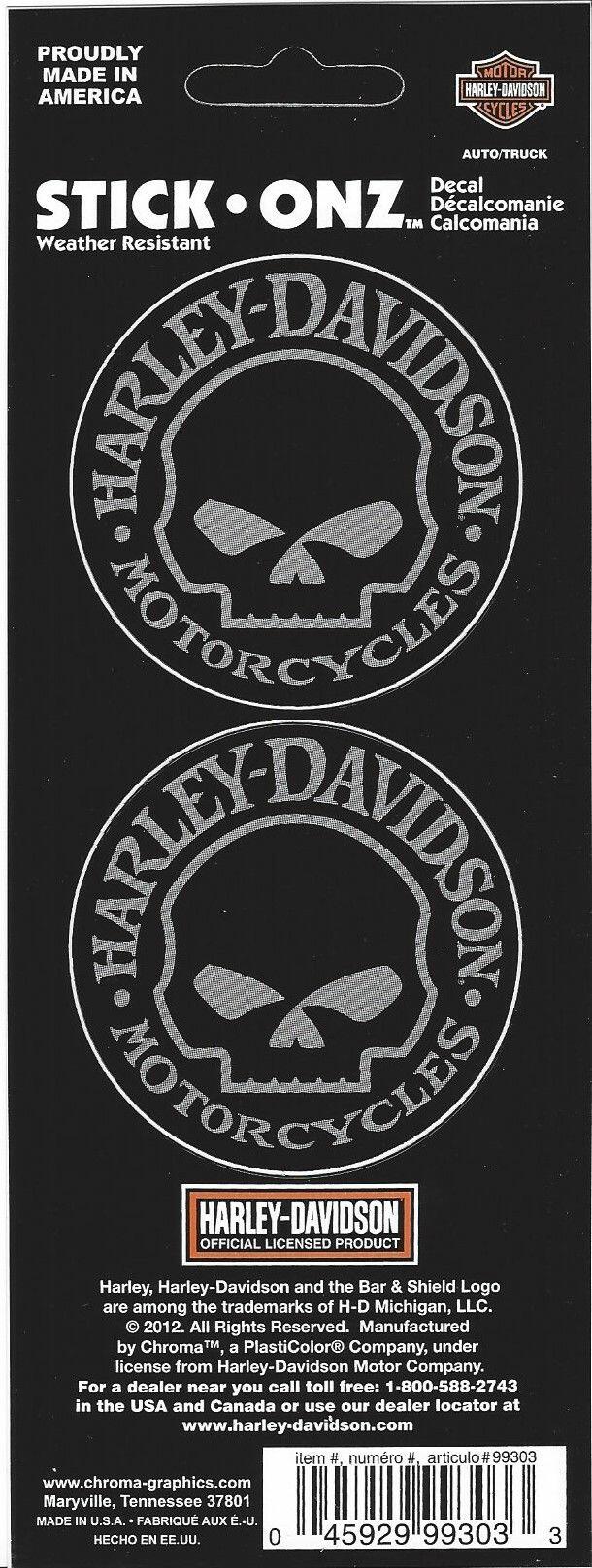 Harley Davidson Sticker Willie Skull Genuine Logo 2 Mini Decal Sheet