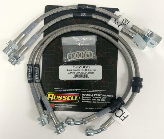 Russell 692360 Stainless Brake Hose Line Kit Camaro  Firebird Trans Am 1984-88