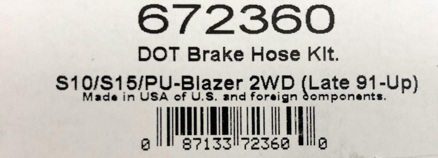 Russell 672360 Stainless Brake Line Hose Kit 1991-99 Chevy S-10 S-15 Blazer 2WD