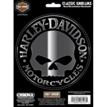 Harley Davidson Willie G. Skull Decal 8123 Black Chrome  Decal 5 1/2"