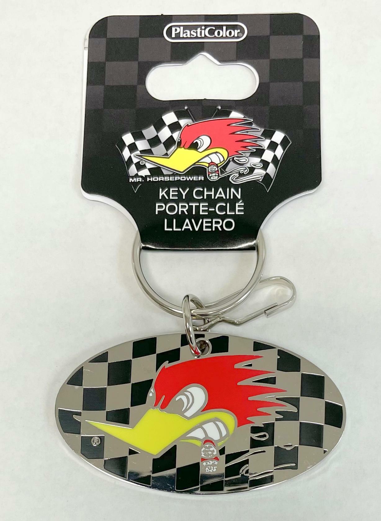 Clay Smith  Mr. Horsepower Checkered Flag Enamel Key Chain Metal