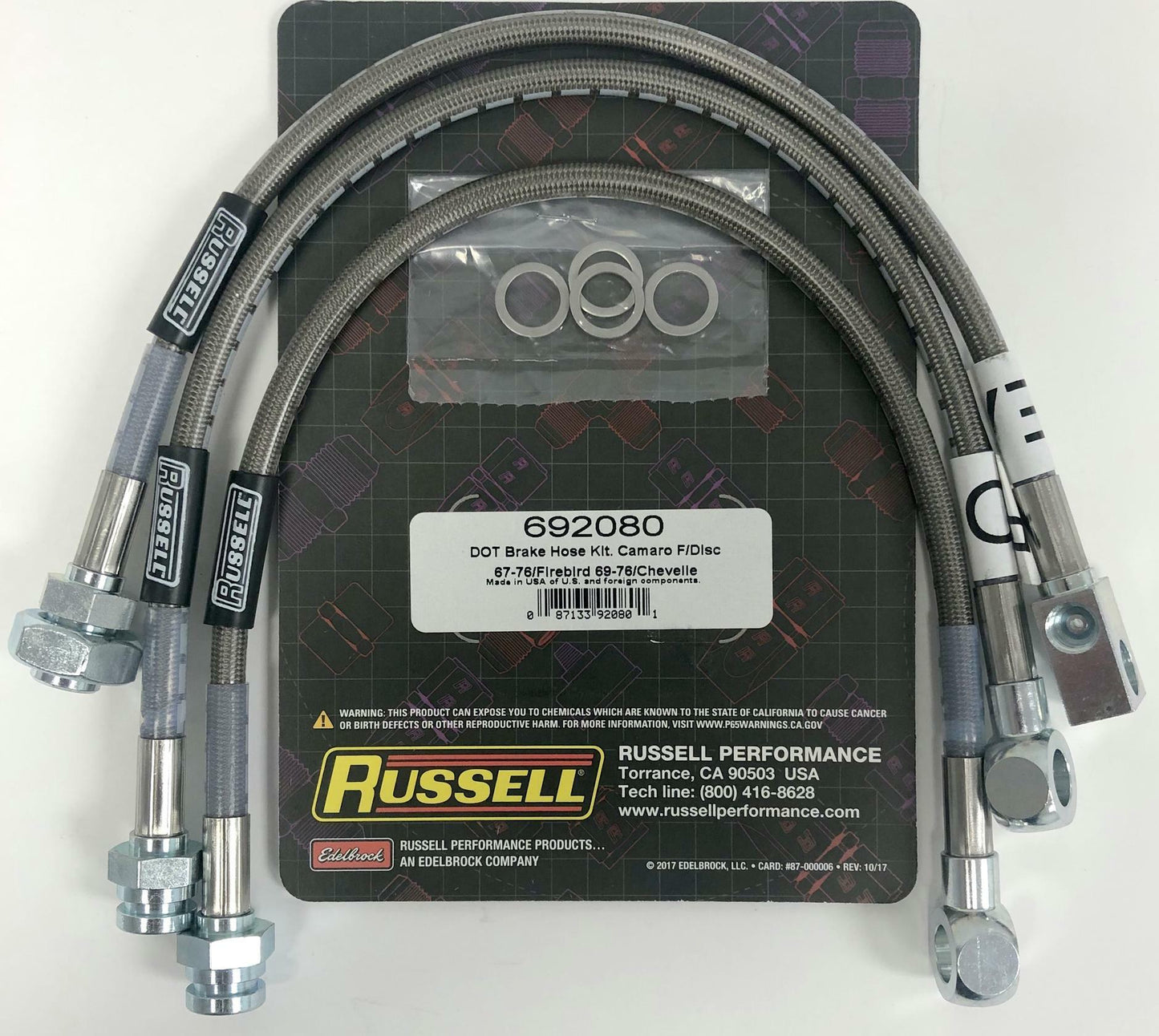 Russell 692080 Stainless Steele Brake Hose Kit Firebird Camaro Chevelle GTO Nova