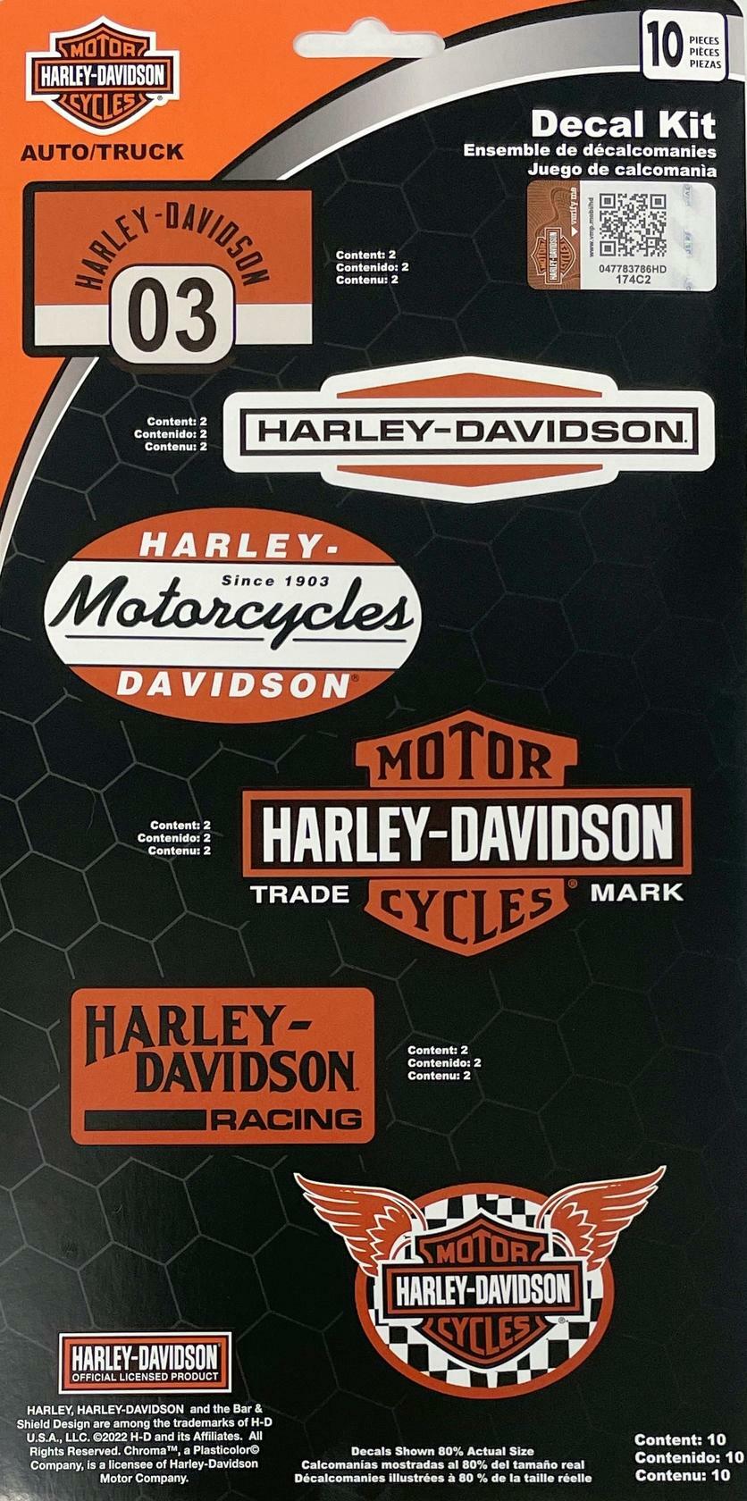 Harley-Davidson 45950, 10 pcs Vintage Race Inspired Designs Decal Kit