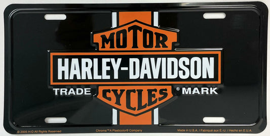 Harley Davidson Vintage Orange Logo License Plate Tag Aluminum Embossed