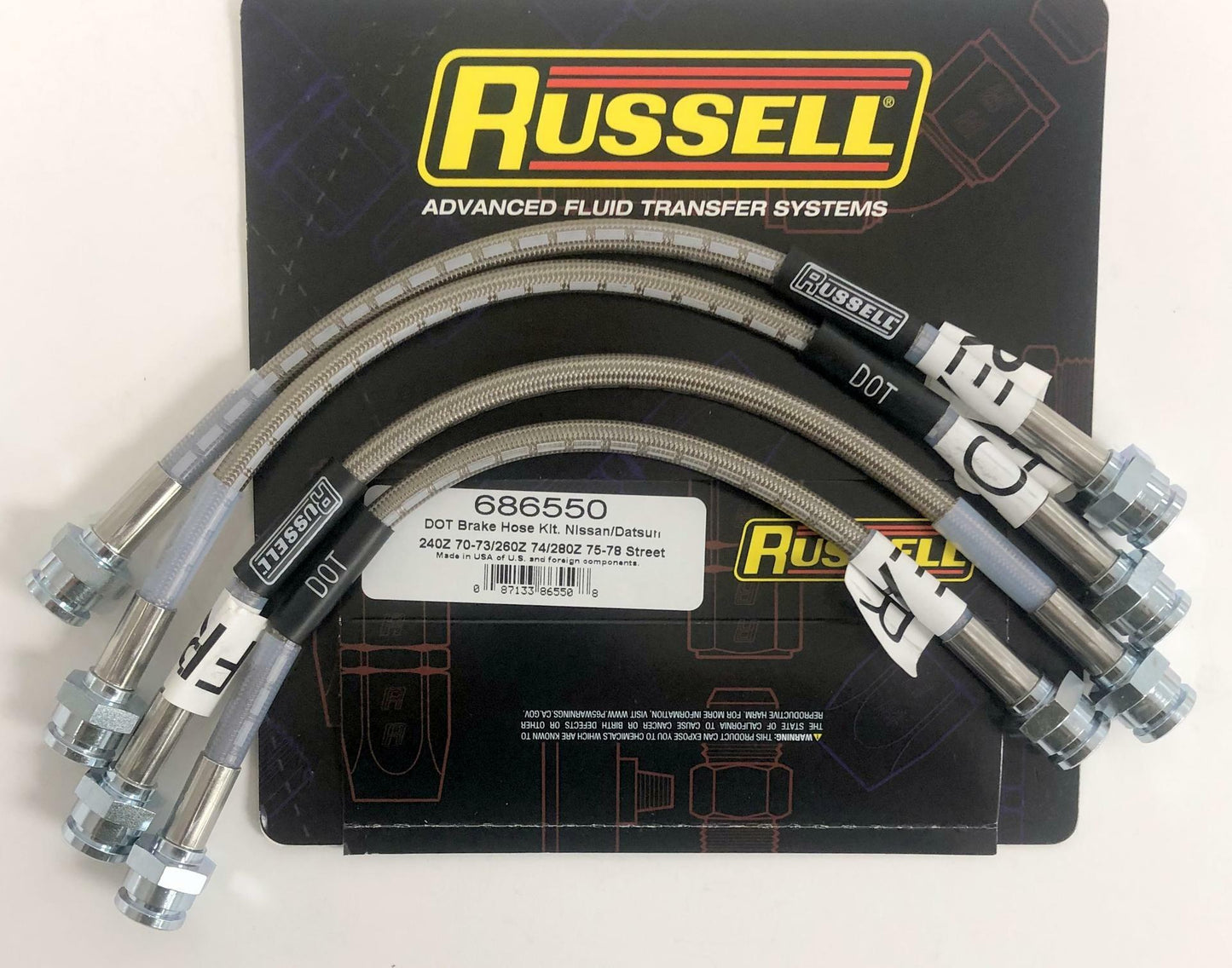 Russell 686550 Stainless Brake Hose Line Kit Fits Nissan 240Z 260Z 280Z 1970-78