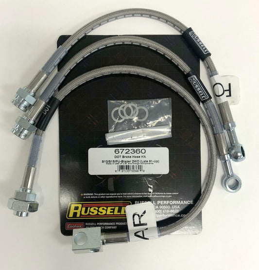 Russell 672360 Stainless Brake Line Hose Kit 1991-99 Chevy S-10 S-15 Blazer 2WD